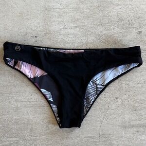 Maaji Black Bikini Bottom with Pink & White Printed Lining